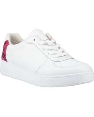 Fitflop Rally Snakeprint-Backtab Leather Women's Urban White/Wild Raspberry Trainers