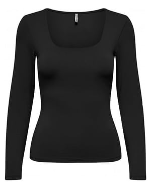 Only Onlea l/s 2-way deep neck top jrs noos black