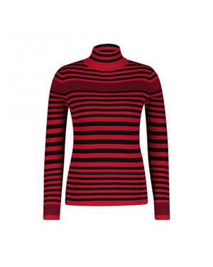 Red Button Top srb4068 roll neck black/red