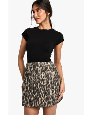 Wrap Over Leopard High Waisted Mini Skirt