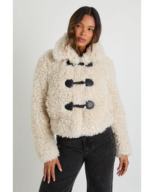 Shaggy Fur Toggle Front Coat