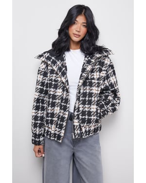 Oversized Check Chunky Rib Bomber
