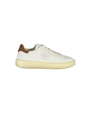 Blauer Witte Leren Heren Sneakers