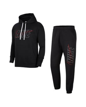 Nike Mens Black Outline Hooded Fleece Tracksuit