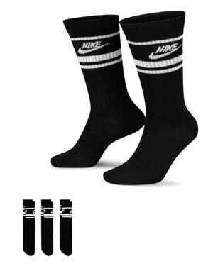 Nike Unisex Sportswear Dri-FIT 3 Pair Socks Black