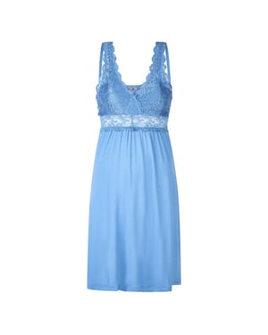 By Louise Slipdress dames nachthemd met kant lichtblauw