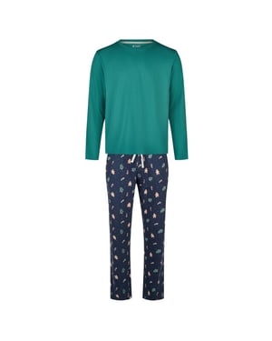 Happy Shorts Heren kerst pyjama set shirt + broek giftbox groen/blauw kerstprint