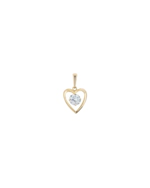 9ct Yellow Gold 5mm White Cubic Zirconia Heart 18 Inch Pendant Necklace