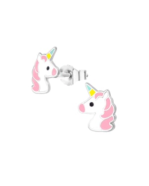 Sterling Silver Enamel Unicorn Children's Lightweight Stud Earrings