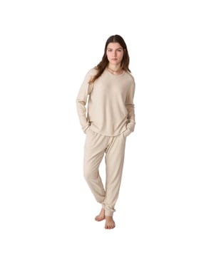 JJBFP2000 Dampyjamas med lång ärm och ribbstickning