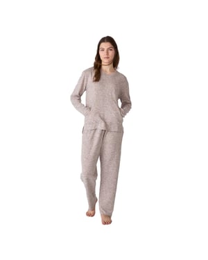 JJB5 Mjuk stickad pyjamas med lång ärm för kvinnor