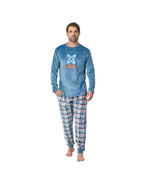 Men's long-sleeved round-neck velvet pajamas MU3