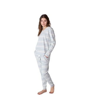 JJBFP1600 Dampyjamas i bomull med lång ärm och v-ringning