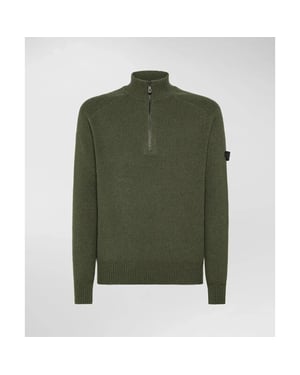 Peuterey Braille 03 wool half zip leaf