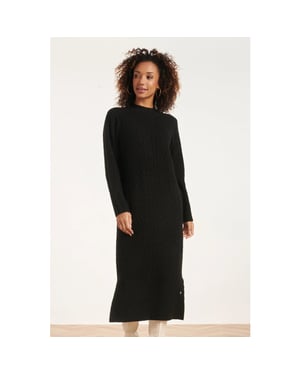Smashed Lemon 24631 e gebreide midi jurk met kabelstructuur |