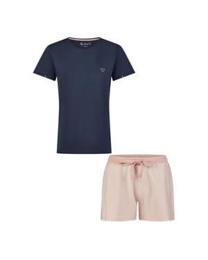 By Louise Dames korte pyjama set shortama blauw