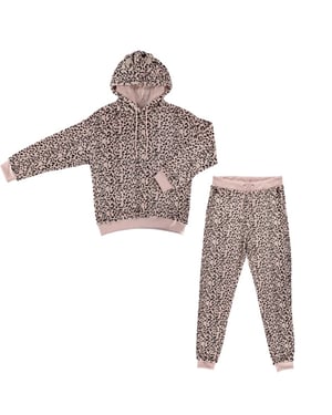 Apollo Dames huispak loungewear luipaard print fleece incl capuchon