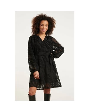 Smashed Lemon 24765 e chiffon jurk met dierenprint |
