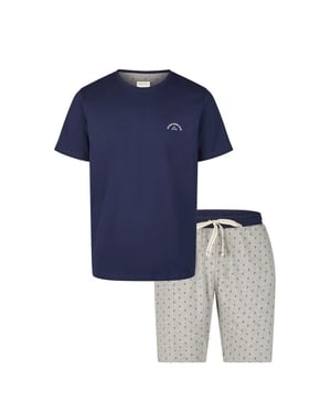 Phil & Co Heren shortama korte pyjama set donkerblauw