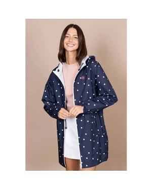 Flotte Witte-stippen navy dames regenjas amelot -