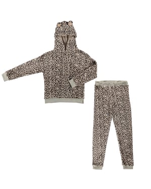 Apollo Dames huispak loungewear luipaard print fleece incl capuchon