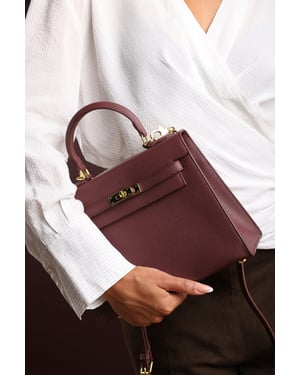 Wheres That From Womens 'Lluvia' Top Handle Satchel Mini Tote Bag with Turn-Lock Closure
