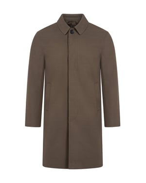 Harold Plain Faux Wool Overcoat in Khaki