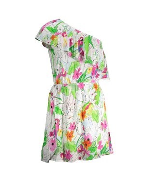 Floral Papegaai Mini Jurk Relaxed Fit