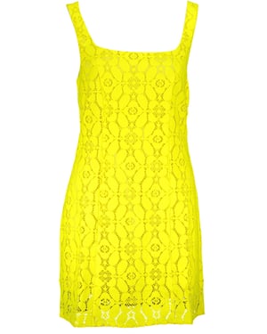 Kanten Jurk Neon Gele Mini Jurk