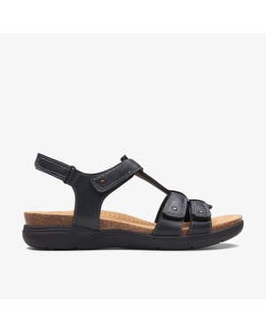 April Cove Zwarte Leren Sandalen