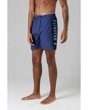 Mid Blue Regular Fit Swim Shorts With Elasticated Drawstring Waist