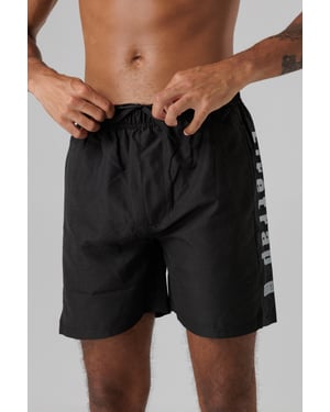 Black Regular Fit Swim Shorts With Elasticated Drawstring Waist