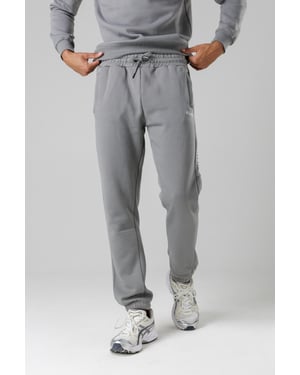 Dark Grey Cotton Rich Brushed Fleece Joggers With Logo Strip Detail