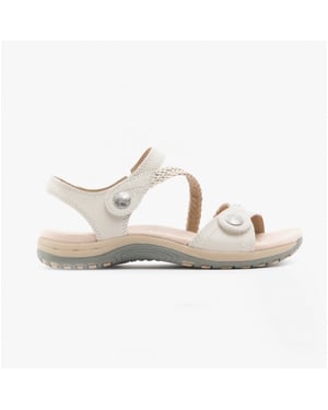 Free Spirit Malibu Womens Leather Touch Fasten Sandals Sand White
