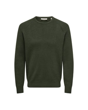 Only & Sons Onsalfi reg ls crew knit camp cs donker