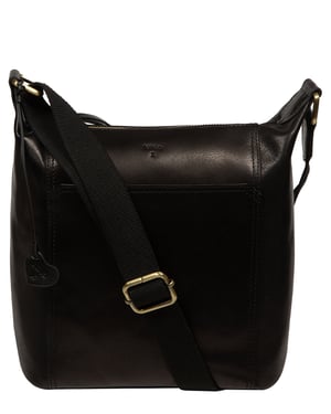'Tiziana' Black Leather Shoulder Bag