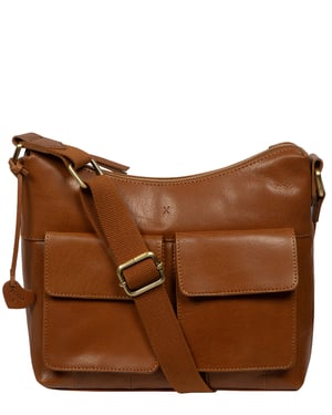 'Sabrina' Dark Tan Leather Shoulder Bag