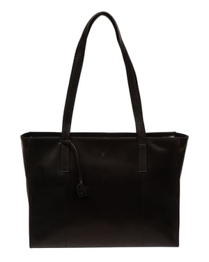 'Teya' Black Leather Tote Bag