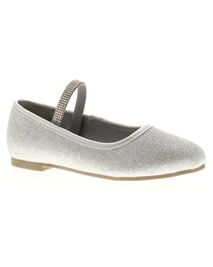 Princess Stardust Girls Shoes Annie Slip On Party Flat Sparkle Silver
