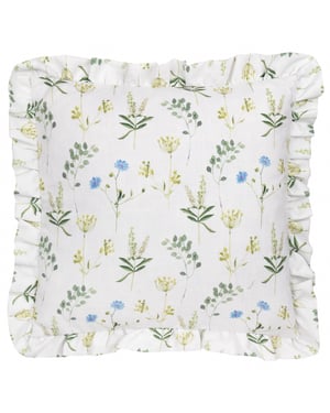 Wylder Meadow Ruffle Floral Cushion Cover, White Cornflower,