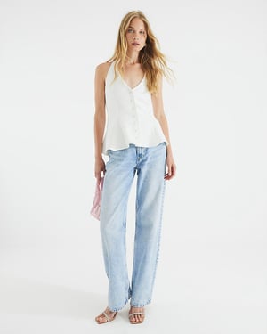 River Island Womens Waistcoat White Halter Neck Peplum
