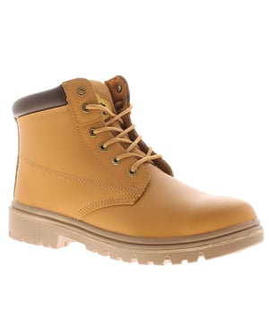 Tradesafe Mens Safety Boots Build Lace Up Coated Leather Beige