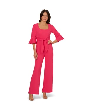 Knit Crepe Tie Front Jumpsuit