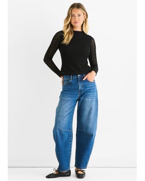 Black High Neck Jersey Lace Long Sleeves Top