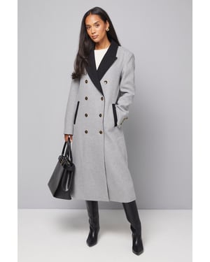 Contrast Collar And Pocket Detail Coat