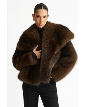 Kaffe Ombre Lapel Faux Fur Jacket