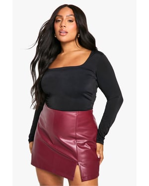 Plus Pu Split Hem Skort