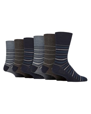 6 Pairs Mens Cotton Socks | Patterned Soft Non-Binding Everyday Socks