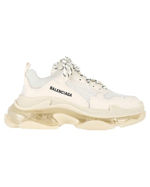 Balenciaga Triple S Clear Sole Sneakers in Cream Polyester