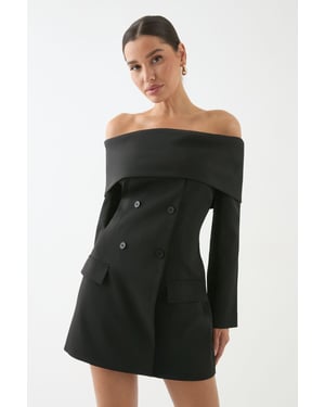 Double Breasted Bardot Blazer Dress